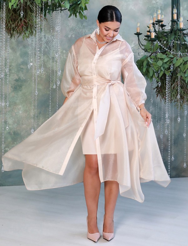 G 5170 Сукня вечірня двійка з атласного трикотажу та перлинної органзи