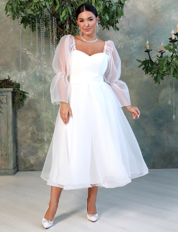 G 5167 A Сукня вечірня корсетна з пишними прозорими рукавами